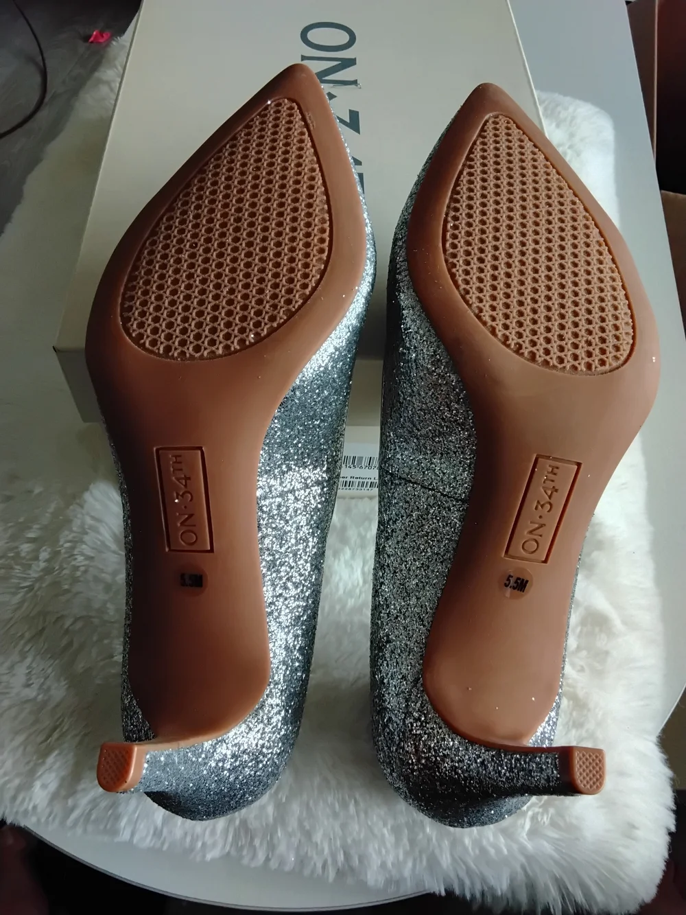 ON 34th Silver Glitter Pointed-Toe Pumps — Women's